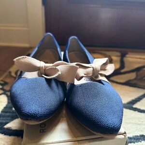 Rothy’s Mary Jane Sapphire Blue Pointed Toe Slip-On Ballet Womens Flats Size 9.5